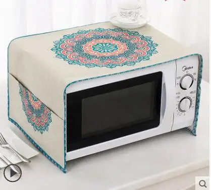 O Хлопок и лен СВЧ пылезащитный чехол с мешком масло для кухни пыли водонепроницаемый двойные карманы кухонные аксессуары - Цвет: O