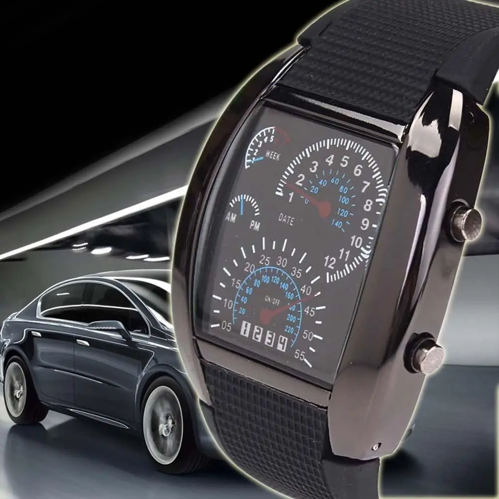 Мода 2017 авиационный турбо циферблат светящиеся светодиодные часы подарок для