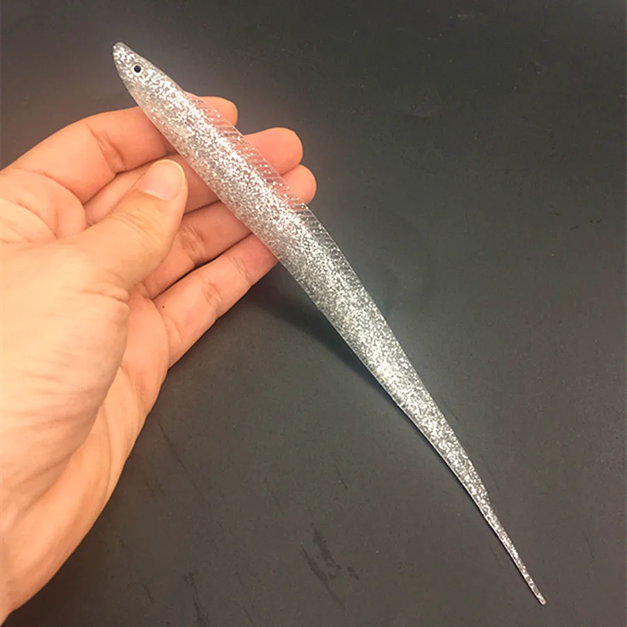 Япония большая игра мягкая Морская рыбалка Anguila приманка Shad Приманка плавать угря Мягкая приманка хвост приманка для соленой воды GrouperKanpachil приманки - Цвет: Silver