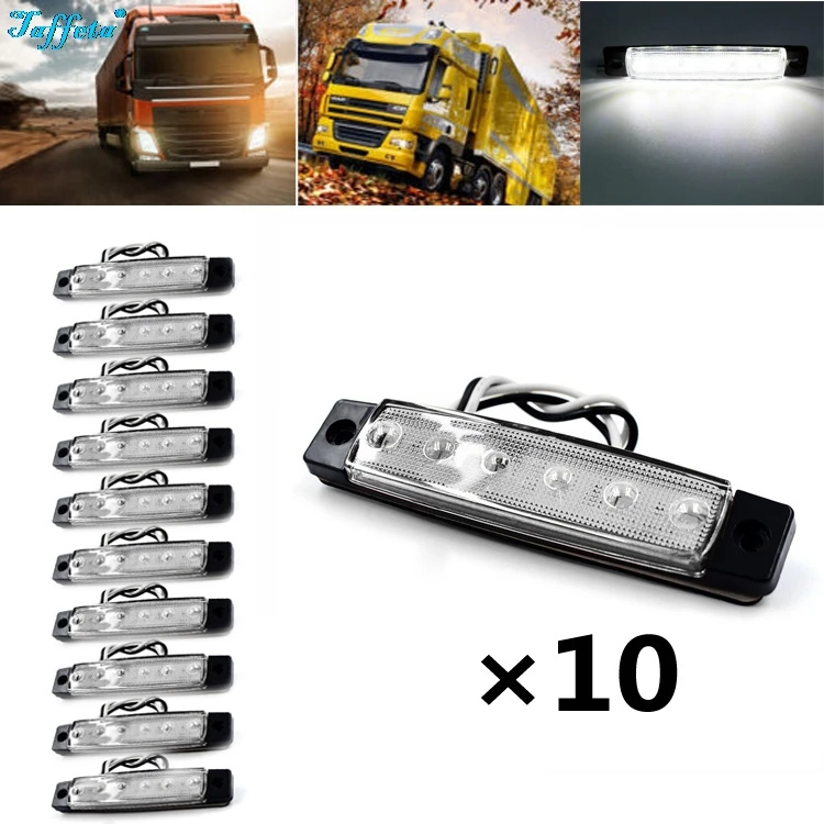 

10Pcs 12V 24V 6LED Side Marker Indicators Lights Lamp For Car Truck Trailer Lorry Bus Van