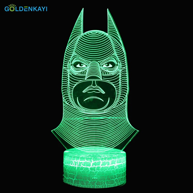 3D LED голова Бэтмена Оригинальное ночное освещение атмосфера визуальная луна