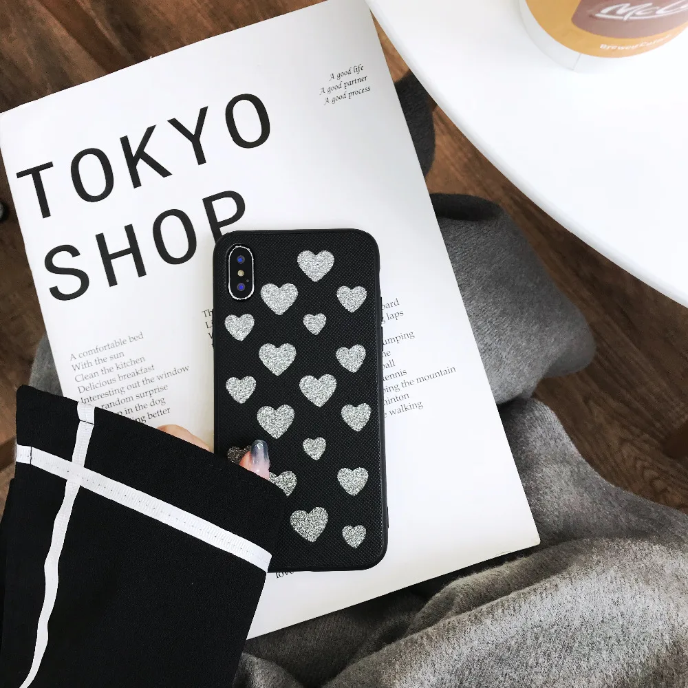 Phone Case Fashion Frosted Lovers Glitter Cover for iPhone X 6 6s 7 8 plus Anti-knock case |