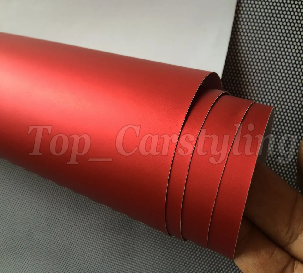1 52x20 м/рулон Красный Матовый хромированный виниловая пленка красный металлик