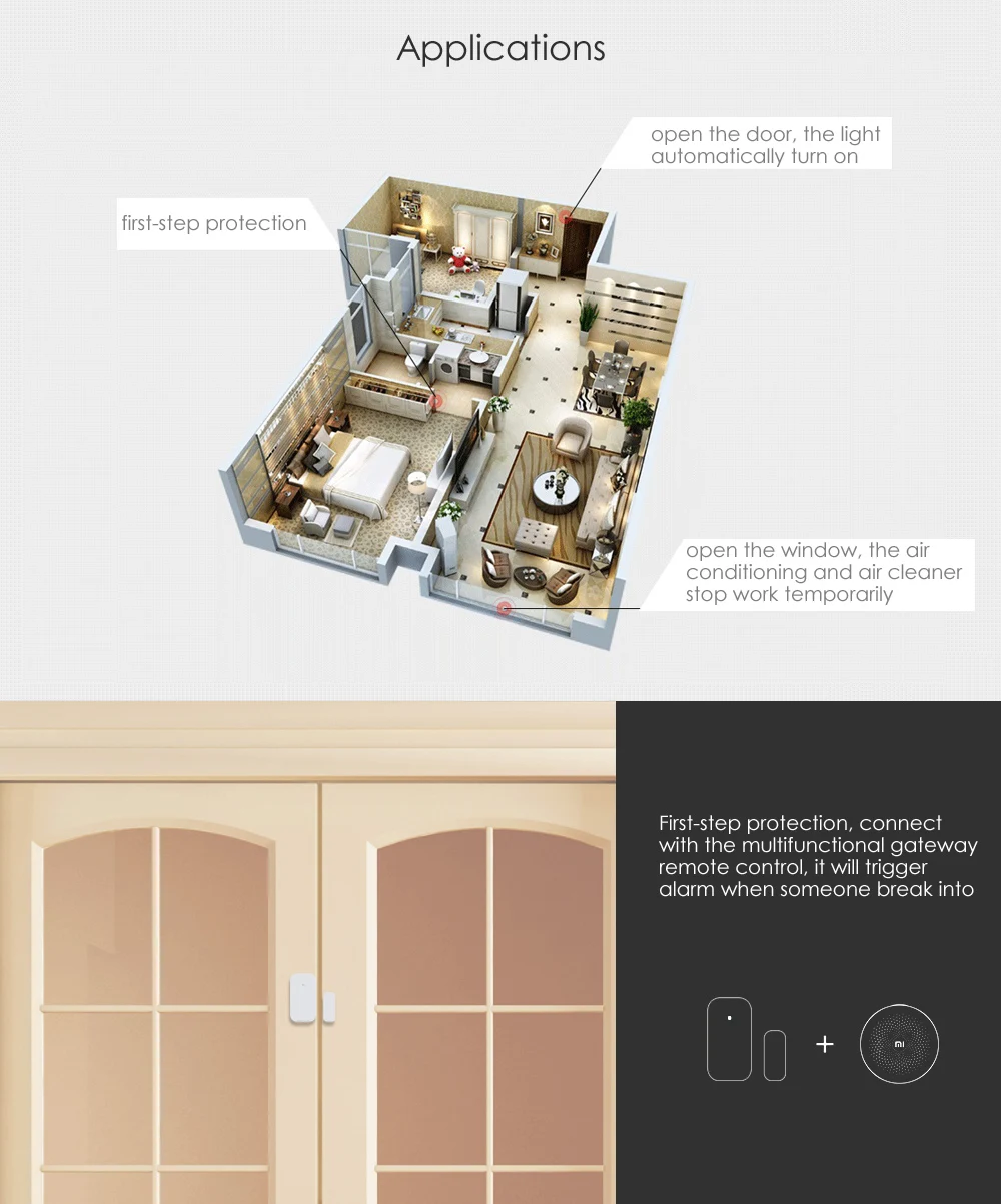 Xiaomi Aqara датчик окна двери Zigbee беспроводное подключение умный мини дверной датчик работа с Android IOS приложение управление Умный дом