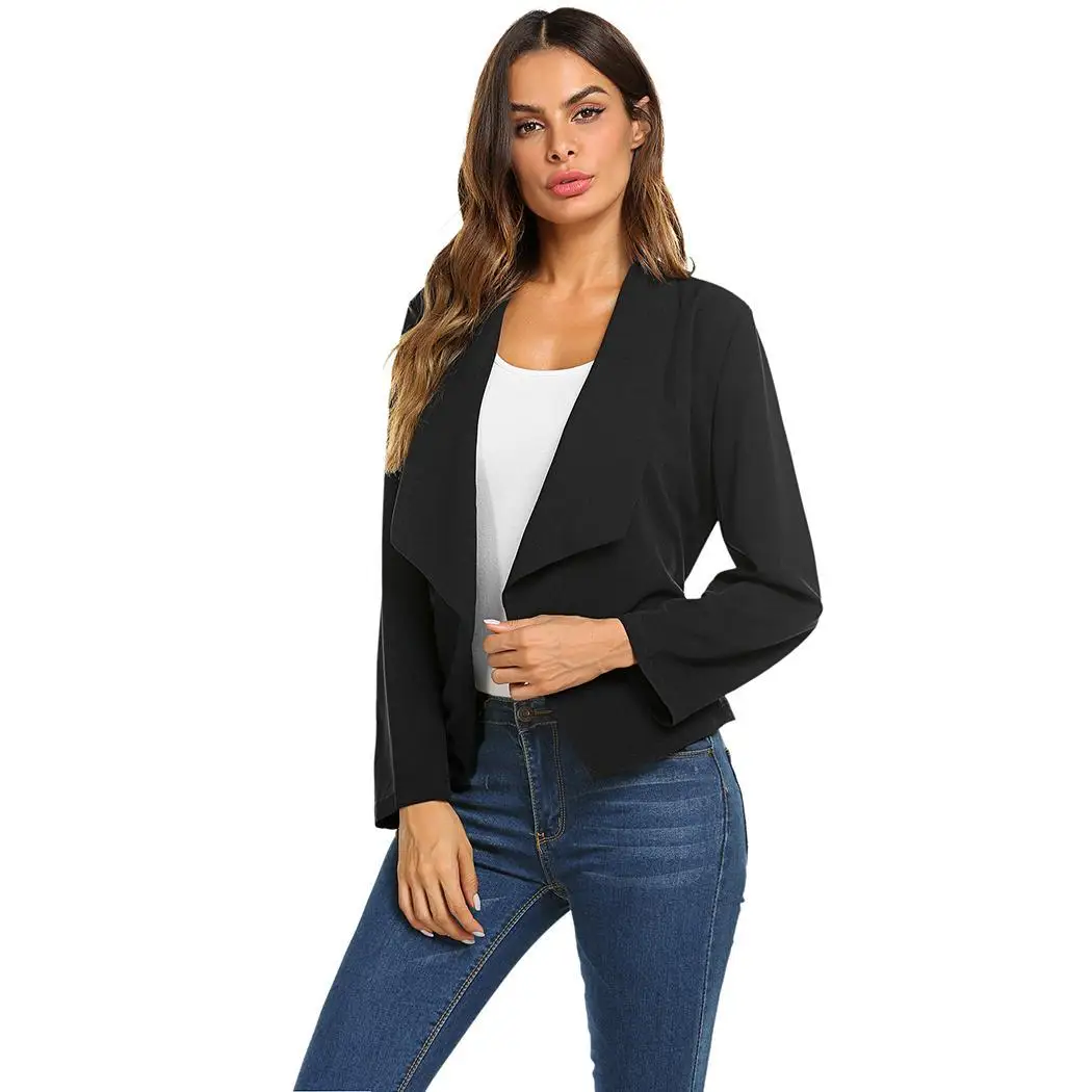 Women Casual Turn-Down Collar Long Sleeve Spring Autumn Solid Belt Open Front Slim Jackets Open-front | Женская одежда