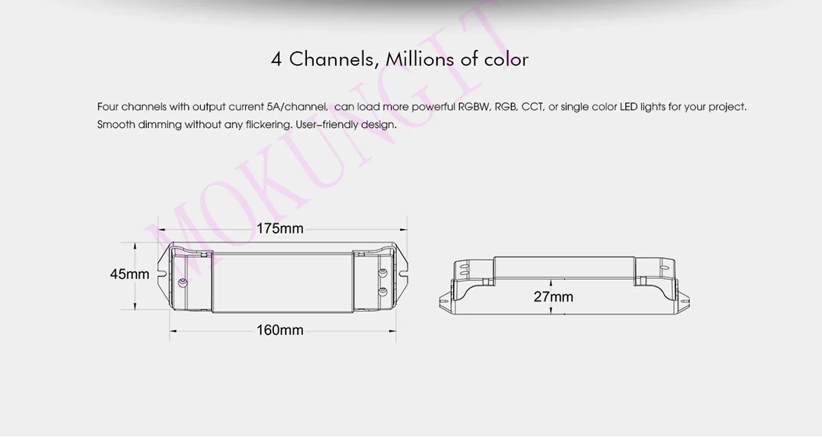 4CH* 5A 12-36VDC CV контроллер V4 затемнения/цветовая температура/RGB/RGBW 2,4 ГГц RF беспроводной ресивер 4 в 1 контроллер высокой мощности V4