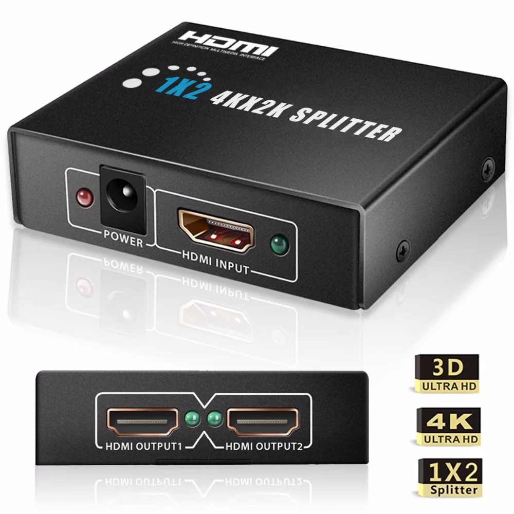 SOONHUA Compact 4K 2K HDMI сплиттер Поддержка HD видео 1080p HDTV HDMI 1,3 3D CEC сигнал 2,5 Гбит/с видео усилитель для HDTV DVD PS3
