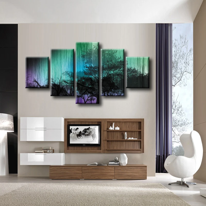 5 шт. в рамке картина цветное дерево холст Художественная печать маслом настенные
