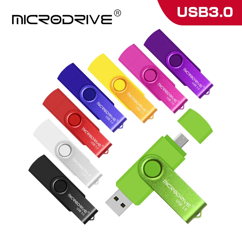 Высокая скорость USB 3 0! 8 цветов 2 в 1 OTG флеш накопитель 16 ГБ 32 64 Гб 128 карта памяти