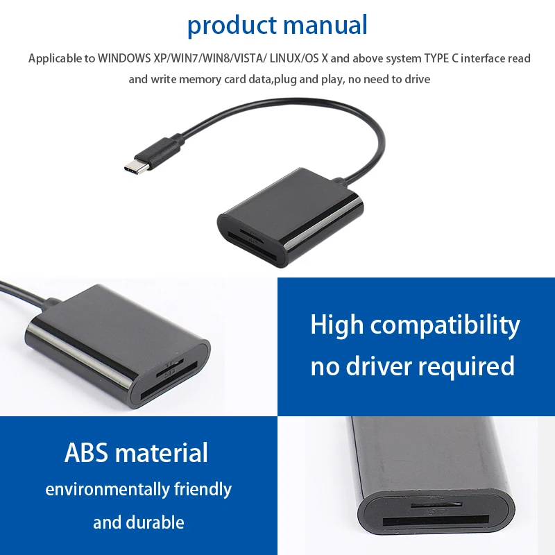 Кардридер 2 в 1 USB 3 0 Type C устройство для чтения карт SD/TF адаптер смарт памяти