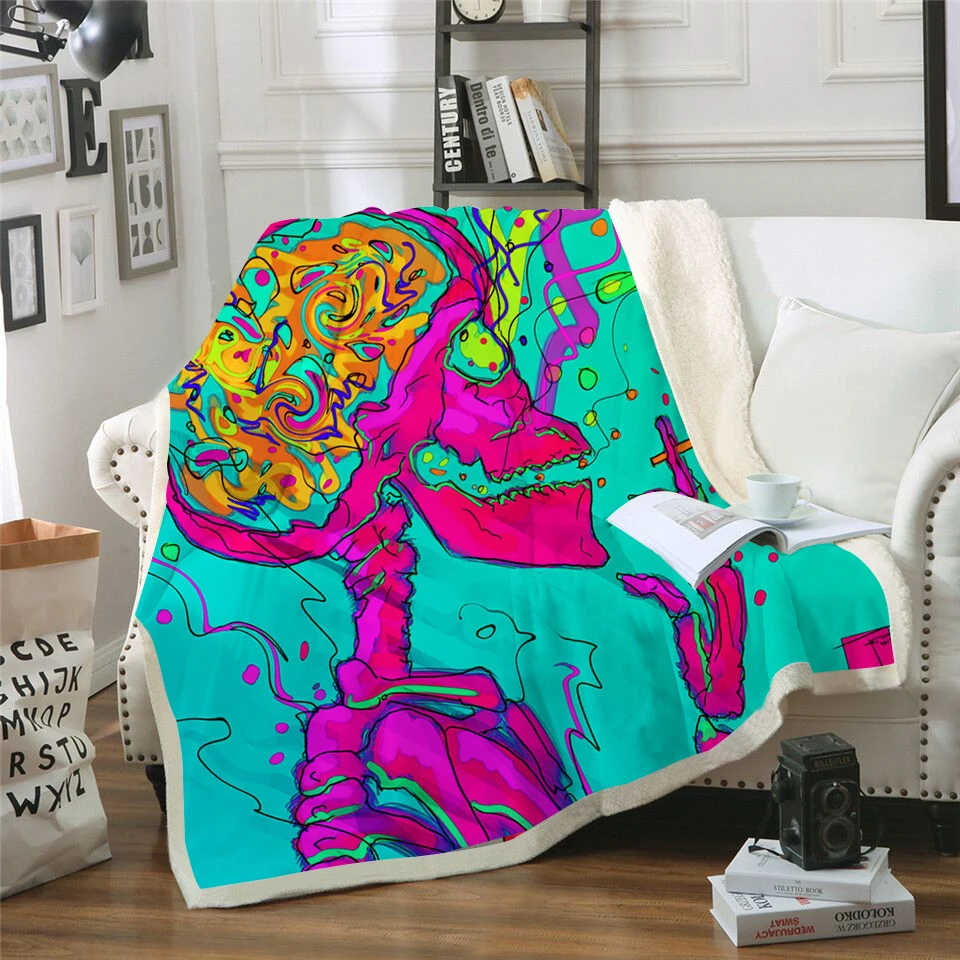 

Magic Skull Throw Blanket 3D Print Anime Funny Kids Bed Warm Brand Picnic Boy Fashion Office Adult Plush Soft Quilt Travel