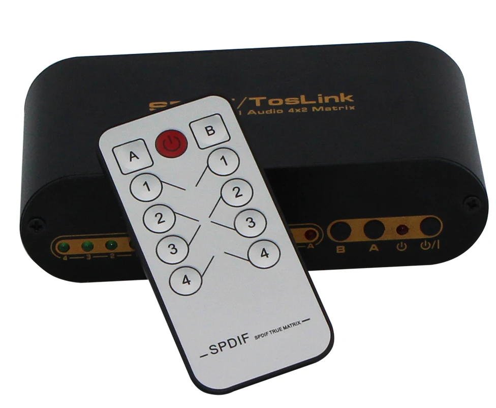 Оптический цифровой аудио сплиттер SPDIF/TOSLINK 4x2 топовая матрица с пультом