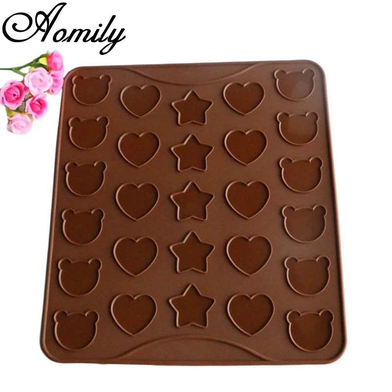 

Aomily 3 Shape Baking Mat Heart Stars Bear Lovely Macaroon Mat Pastry Oven Pasta Tool Baking Sheet Tray Liner Mat Cake Pad