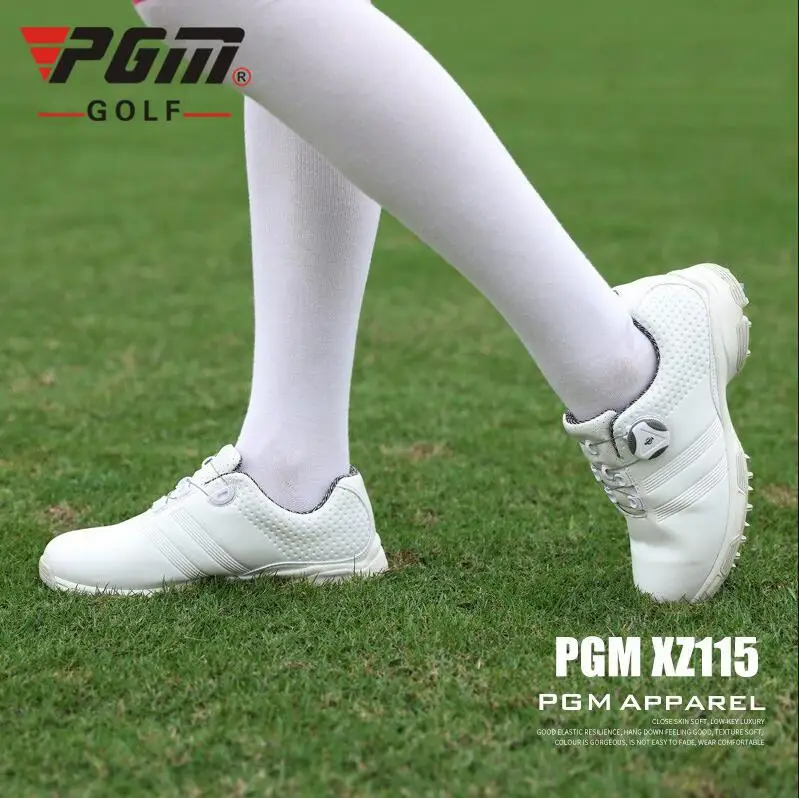 

PGM 2019 New ladies breathable Rotating buckle golf sneakers Women Auto Lacing Waterproof Microfiber Anti-slip Golf Shoes