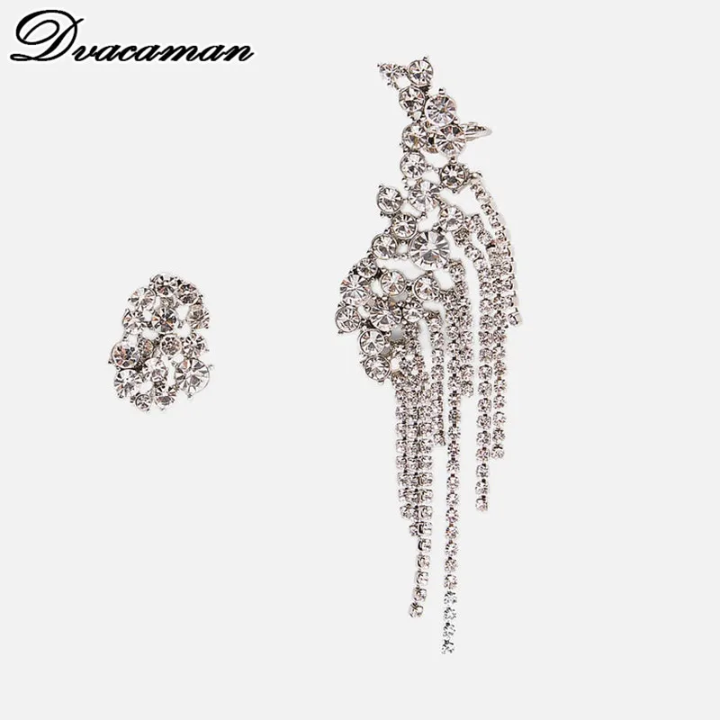 Dvacaman, роскошные серьги для женщин с неровными кисточками, новинка, трендовые массивные серьги со стразами и кристаллами, ювелирное изделие