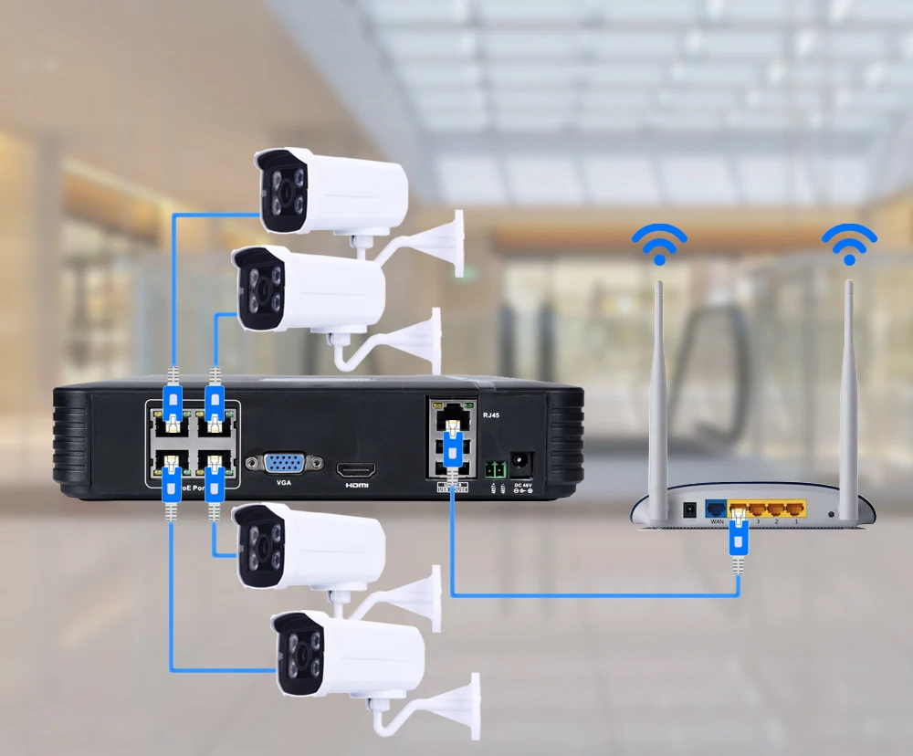 Hamrolte POE камера NVR 13V 4CH POE NVR 1080P наружная Водонепроницаемая POE камера POE NVR комплект Plug-Play Обнаружение движения H.264