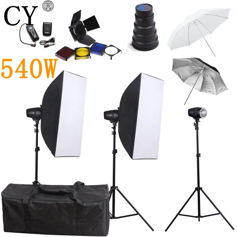 CY Фотостудия Flash Softb Box комплекты освещения 540w Storbe стойка софтбокса фото-зонт студийное оборудование Godox K-180A