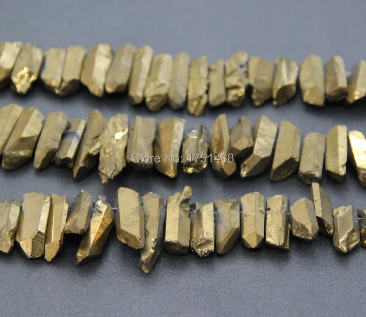 Горячая продажа Золото Титан Кварц просверленные бусины необработанный