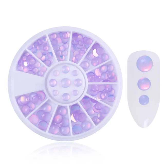 Purple 1 коробка, опал, кошачий глаз, стразы, розовый, фиолетовый цвет, много размеров, плоская задняя сторона, смола, 3D дизайн ногтей, украшение в колесах, Маникюр для УФ-геля - Цвет: Purple