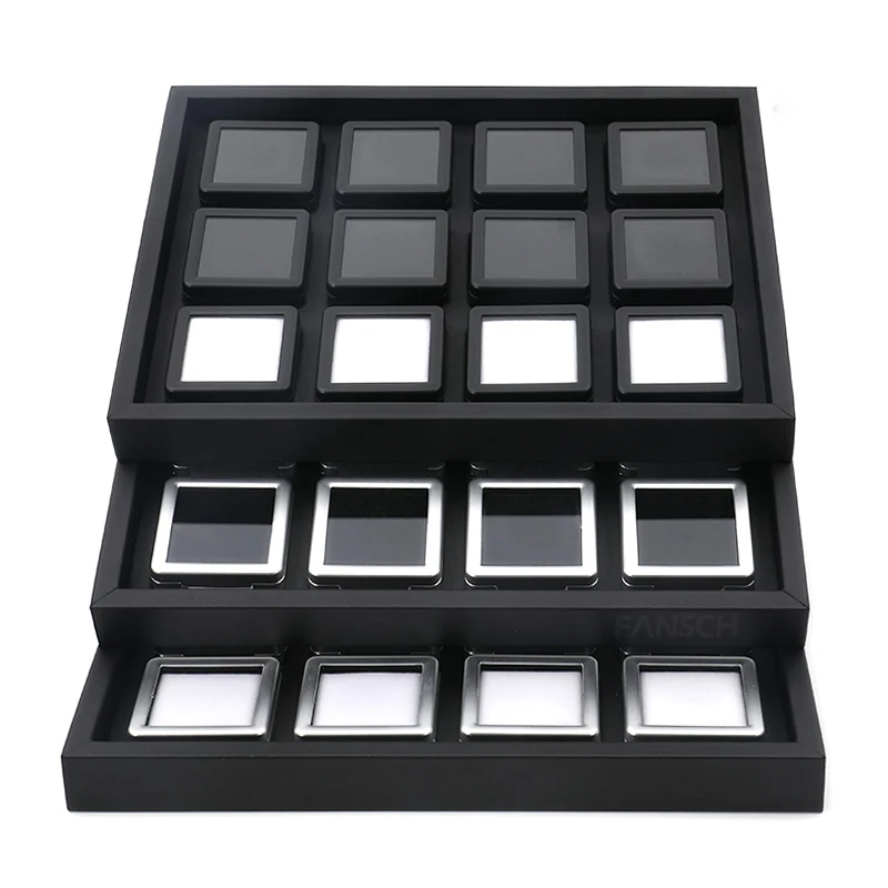 Роскошная коробка для хранения драгоценных камней черный лоток из искусственной