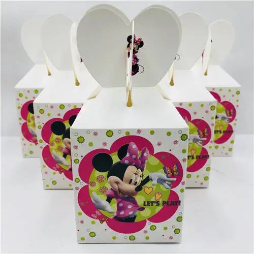 Candy box 6pcs Минни Маус День Рождения украшения детские одноразовые скатерти чашки тарелки подарок пользу красная посуда baby shower событие девушка - Цвет: Candy box 6pcs