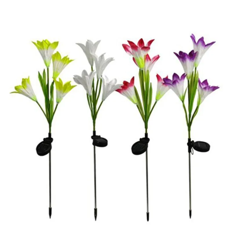 Outdoor Solar Lamp Energy Four Lily For Garden LED Solar Lamp Outdoor Lights Decoration Garden Lantern Safe Waterproof