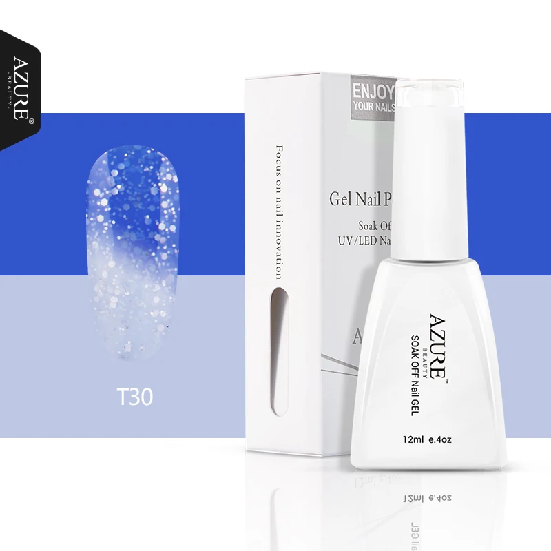 T30 Azure beauty термальный Хамелеон УФ-гель для ногтей замочить от Led Гибридный гель лак для ногтей температура УФ лак для ногтей 12 мл - Цвет: T30