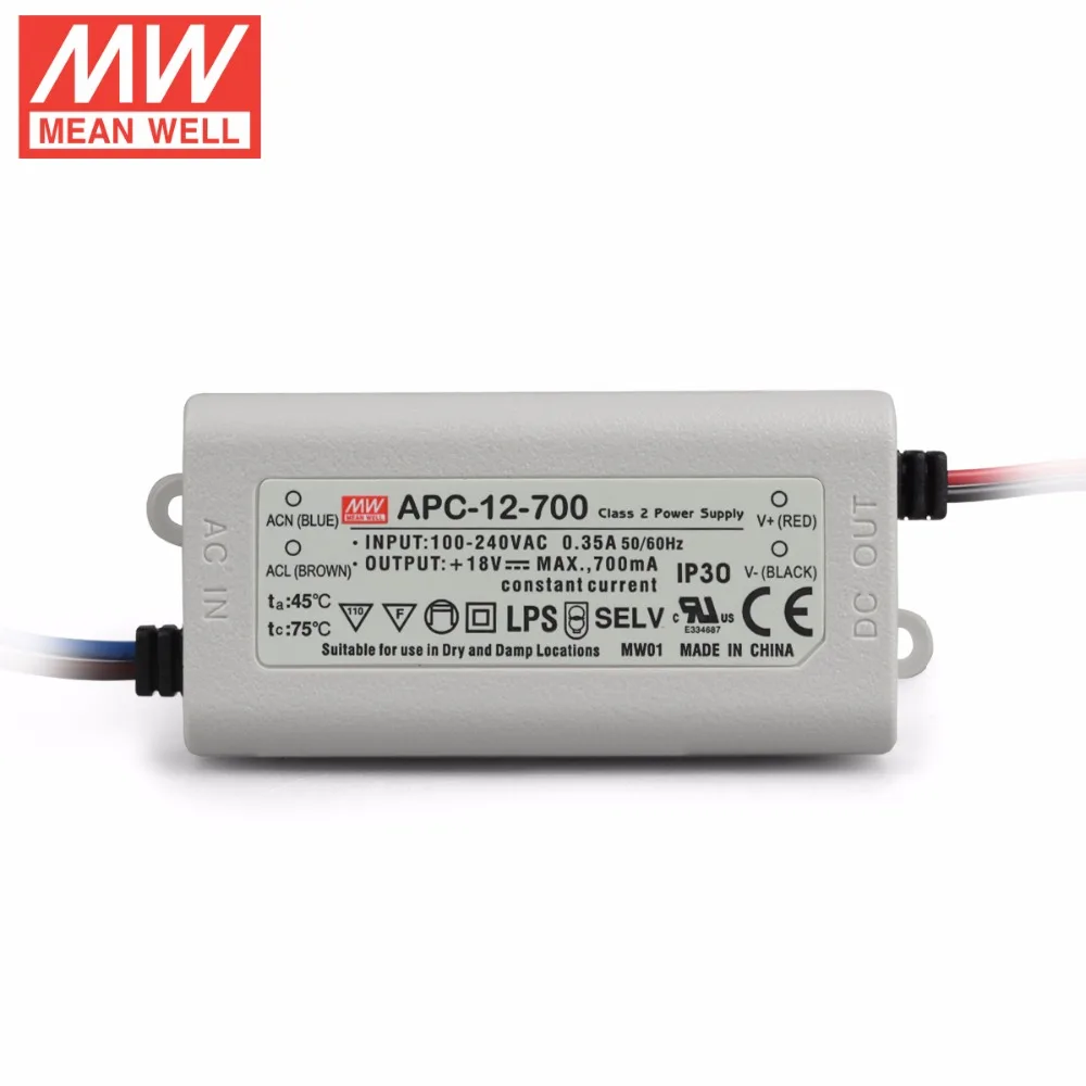 Mean Well APC 12 700 Вт 9 ~ 18 в 700мА светодиодный водонепроницаемый драйвер Один выход