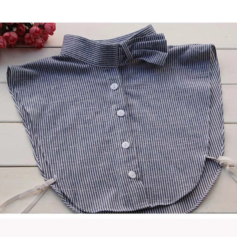 2019 Small Fresh Style Fake Collar Blue/White Pinstripe Detachable Shirt Tie Sweater Clothing Accessories |