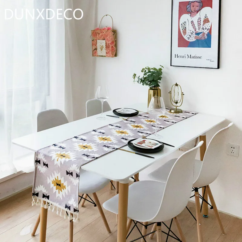 DUNXDECO настольная дорожка вечерние украшения стола Горячая Изоляция современный Богемия красочные геометрические синель мягкий водонепроницаемый тканевый коврик