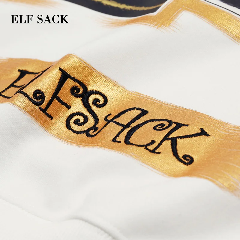 ELFSACK, новинка, женские свитшоты, хлопковые, Ретро стиль, портрет, принт, круглый ворот, пуловеры для девушек, Sudadera, повседневные, вязаные, женские толстовки