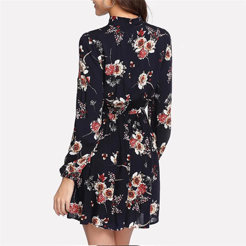 Женское платье с цветочным принтом на молнии размера плюс свободное мини-платье