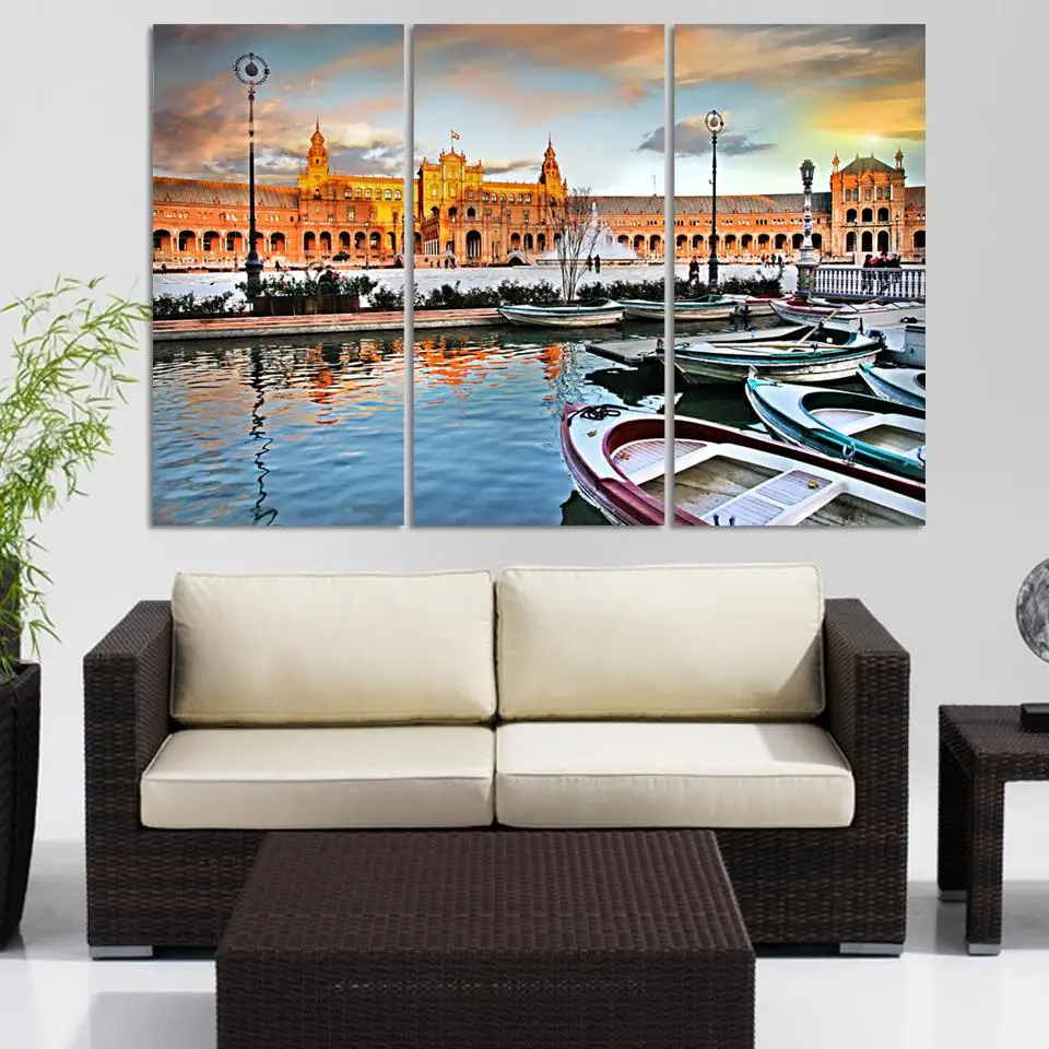 

Home Decoration For Living Room Wall Art High Quality Modern Picture 3 Panels HD Building Poster Print On Canvas No Frame