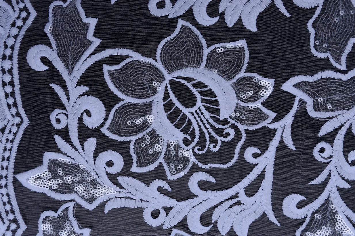 Latest Royal Blue African Embroidery Tulle Lace Fabric High Quality French Milk Silk Lace Fabric With Sequins 5 Yards 1611