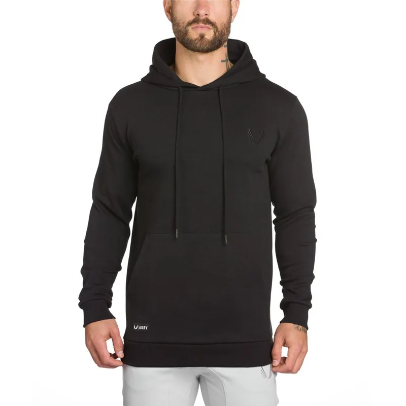 Модные для мужчин тренажерные залы Твердые цвета Hoodies Осень Зима Повседневное фитнес уличная хип хоп костюмы пуловер Кофты