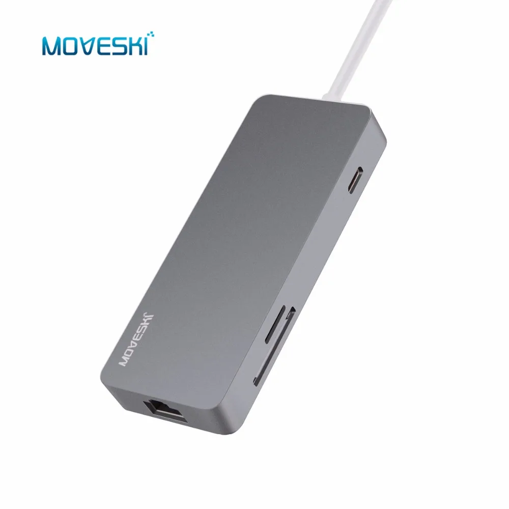 Moveski VT102 PD Быстрая зарядка Ethernet USB C-type C концентратор с портом для зарядки HDMI порт