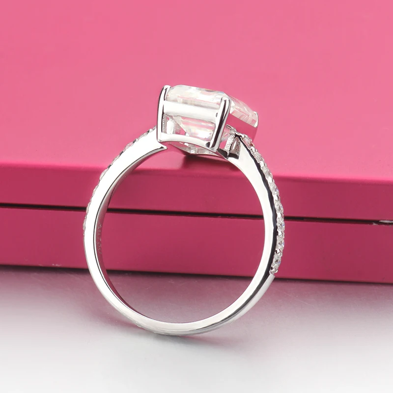Модный дизайн 18k Белое Золото 2ct изумрудная огранка муассанит обручальное кольцо