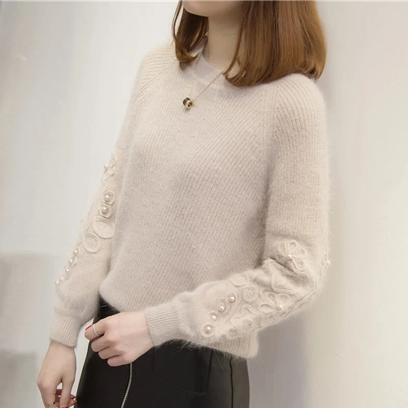 

Autumn and winter Sweater New Fashion Cashmere Wool Women Warm Solid Sweater Casual Full Sleeve Loose Pullovers Computer Knitted