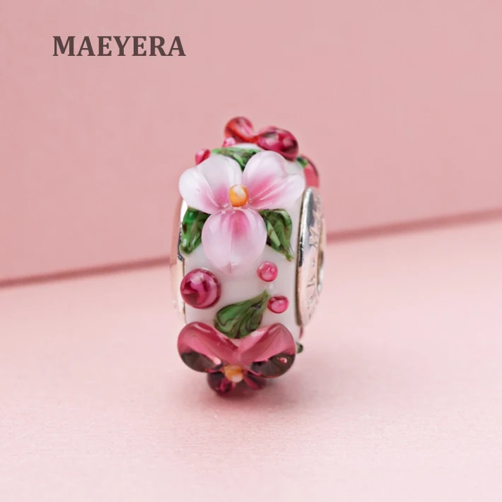 MAEYERA подлинное 925 пробы серебро розовый цветок стерео лепестки из муранского