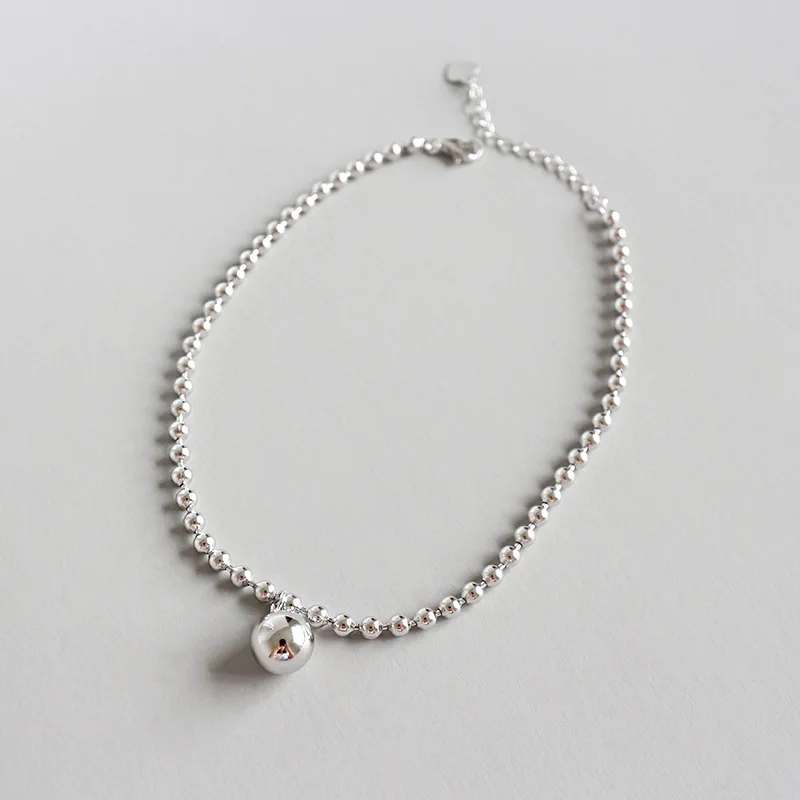 Женский браслет на лодыжку с бусинами 3 мм из 100% стерлингового серебра 925 пробы