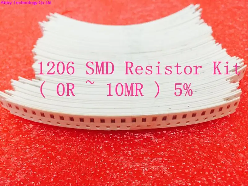 50 значений * 25 шт. = 1250 шт./лот Комплект резисторов 1206 SMD (0R ~ 10MR ) 5% 1 / 4 Вт 0 Вт|kit kits|lot