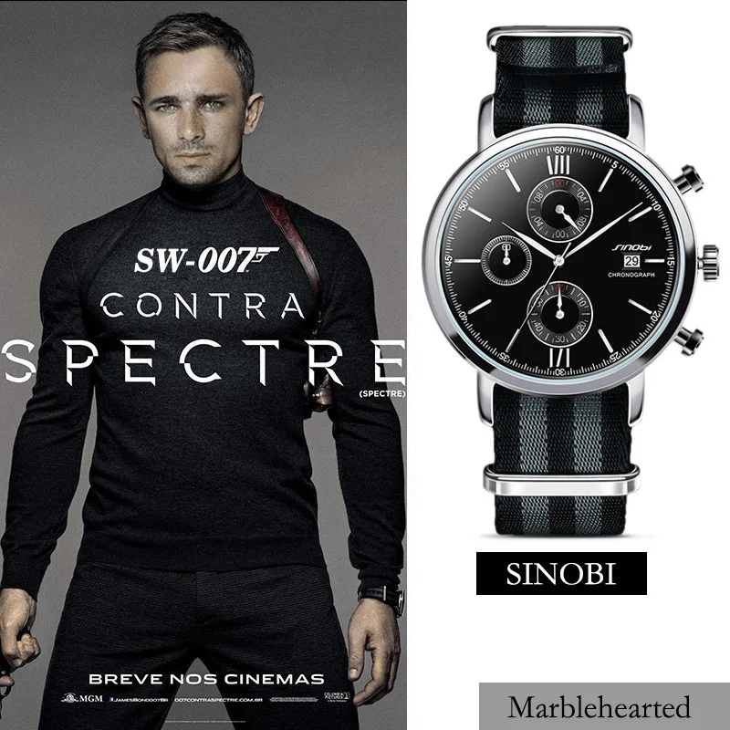 SINOBI Для мужчин спортивные военные часы с НАТО нейлон ремешок для часов мужской