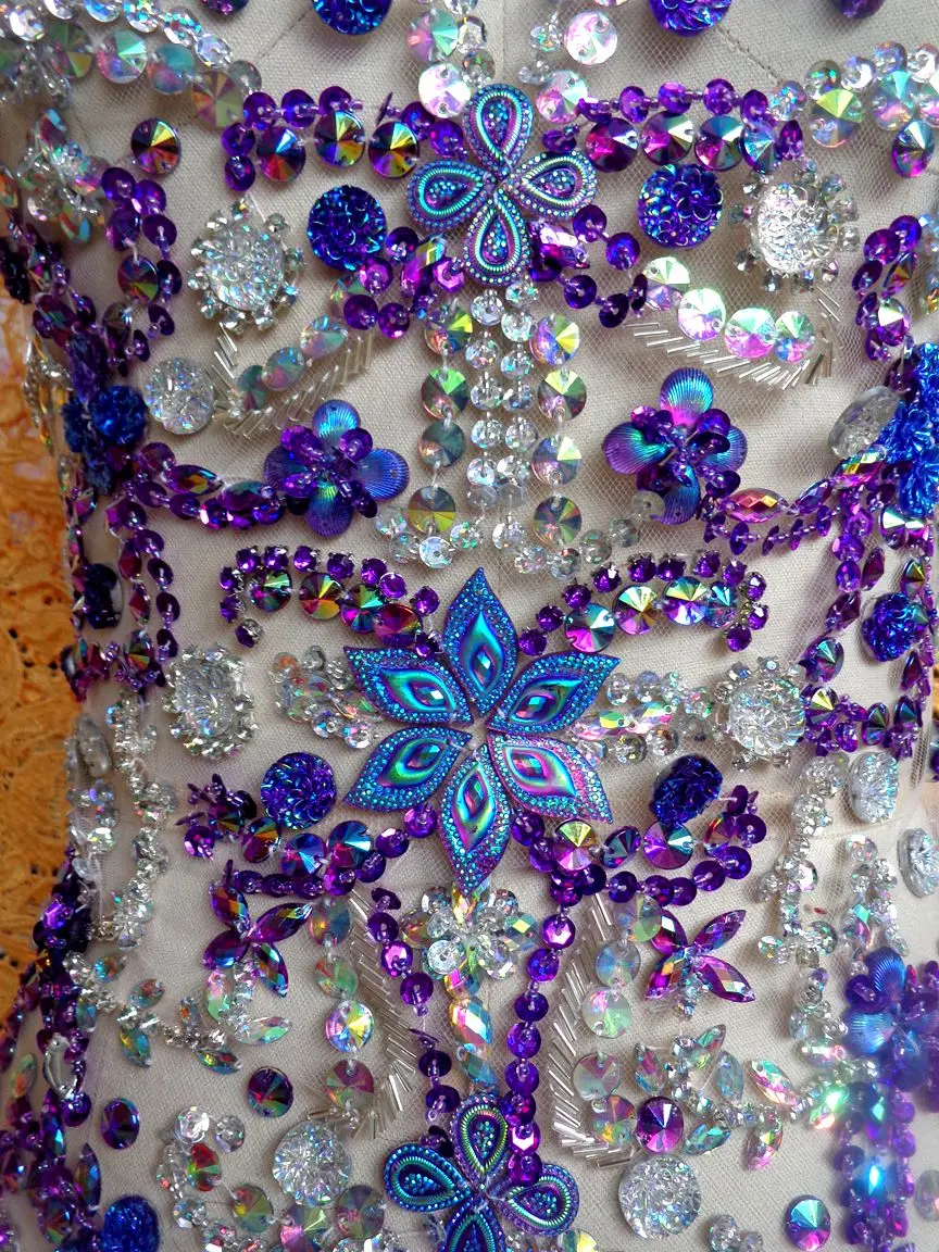 A71 чистый ручной работы пришить стразы аппликация Фиолетовый/прозрачный AB цвет