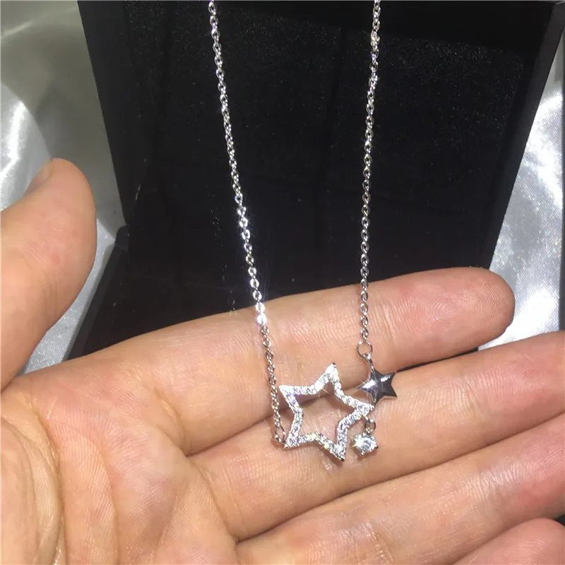 Женская серебряная подвеска с кубическим цирконием в форме звезды AAAAA серебро 925