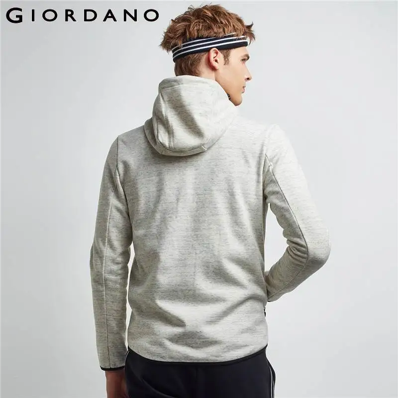Мужская куртка из флиса с капюшоном Giordano ветрозащитная флисовой подкладкой и на