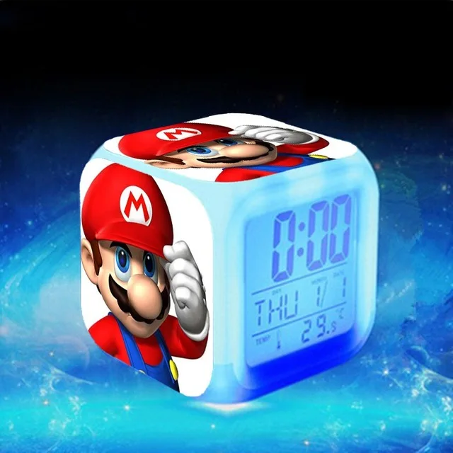 Цвет: желтый Супер Марио светодиодный Будильник reloj despertador Luigi часы Mario электронные настольные часы KLOK Сенсорное освещение часы Saat - Цвет: Цвет: желтый