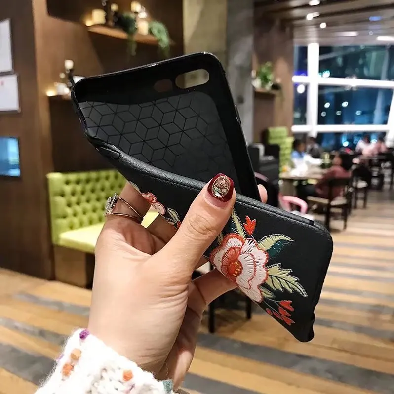 Для iphone 5 5S SE 6 S плюс 7 Plus 8 X случае имитация страт Вышивка цветочным рисунком