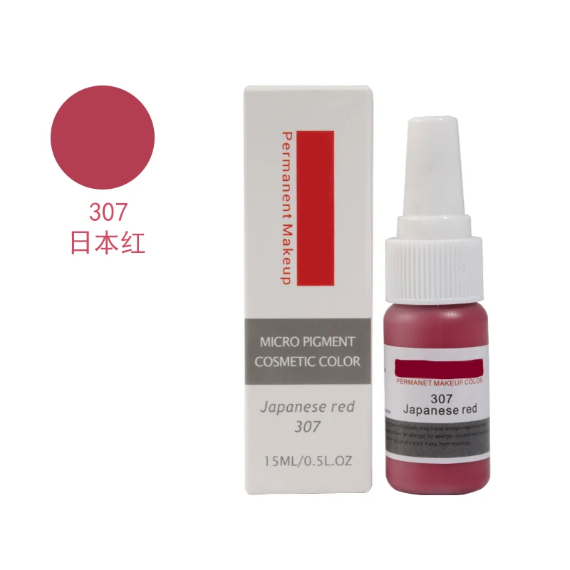 307 Japanese red Постоянный пигмент для перманентного макияжа, чистое органическое жидкий пигмент 1/2 унции)(15 мл) для бровей чернил для татуажа - Цвет: 307 Japanese red
