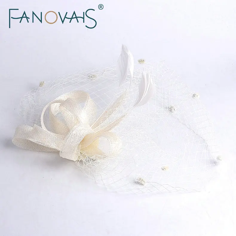 2019 Свадебные Чистой Вуаль Один-Слой Белый Женщины Короткая Фата Птичья Клетка