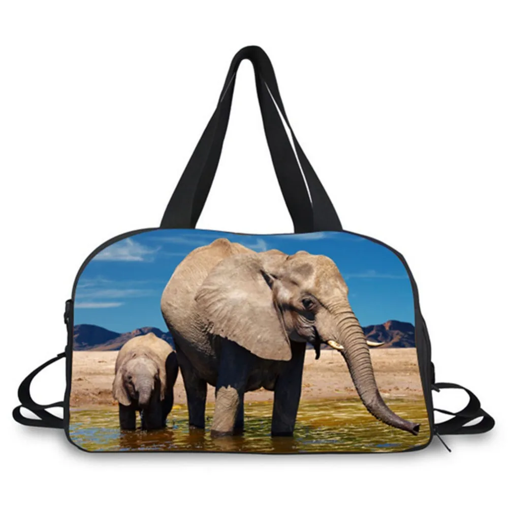 Новинка 2017 модная вместительная дамская сумка для багажа со слоном и львом